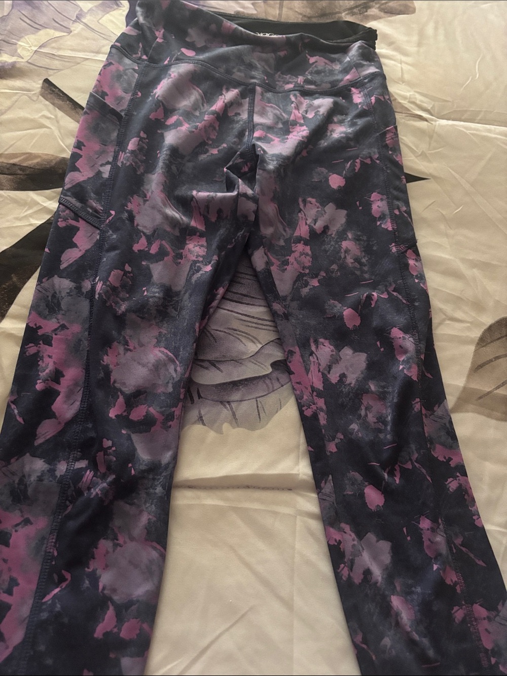 VOGO Athletica Black and Purple Tie-Dye Leggings